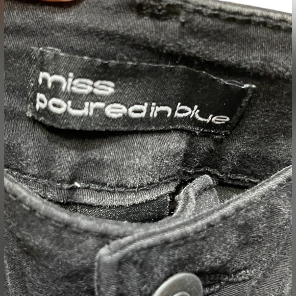 Miss Poured In Blue Stretchy Black Mid Rise Jeans Size 4 - Picture 10 of 13